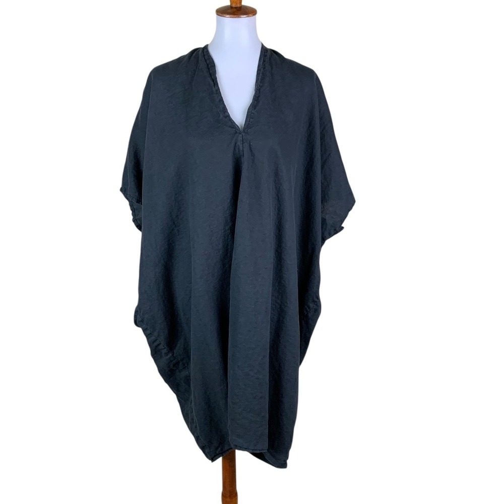 Miranda Bennett Studio Black Linen Oversized Caftan Dress Minimalist 5